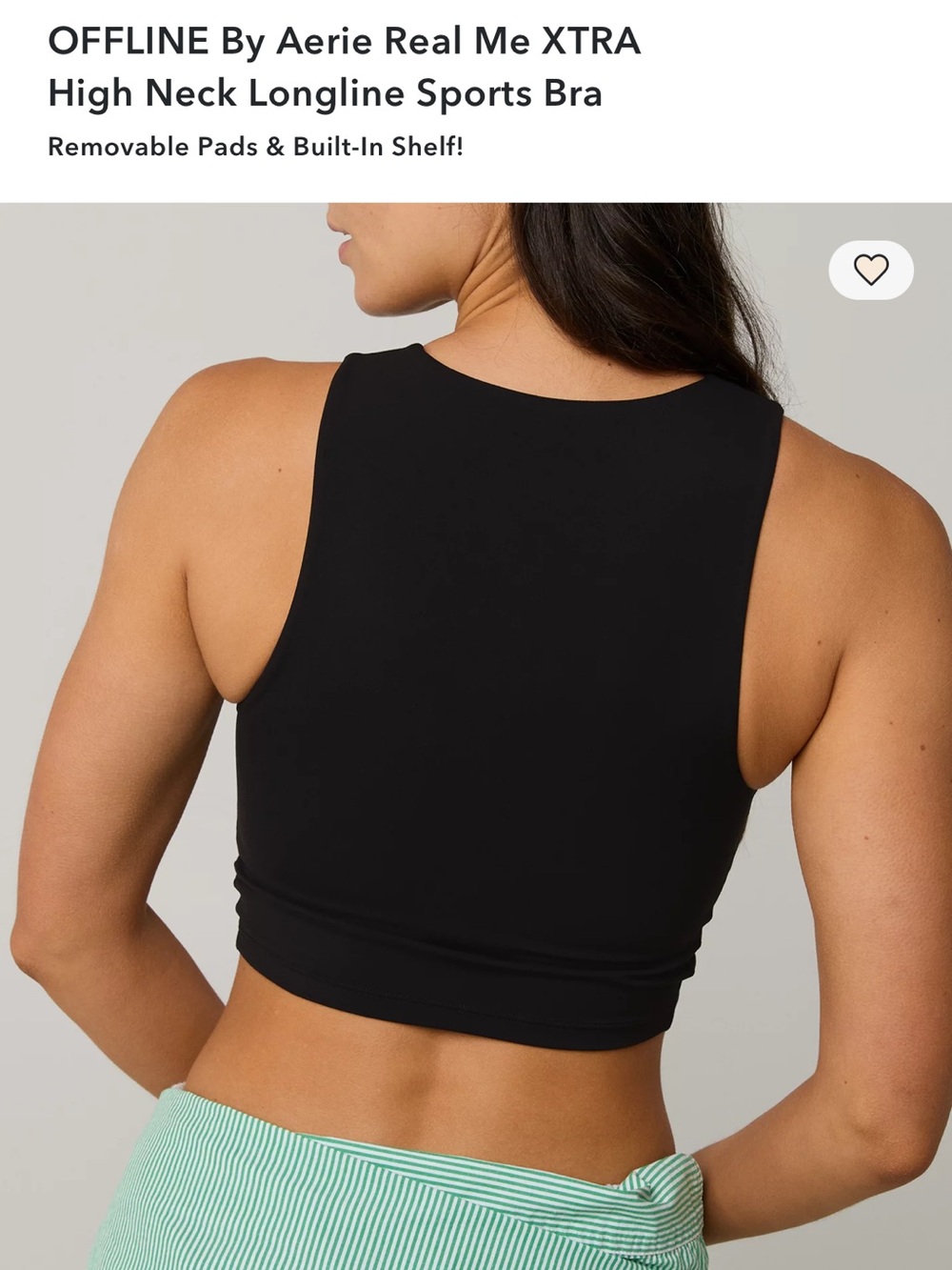 OFFLINE By Aerie Real Me XTRA
High Neck Longline Sports Bra | Black
